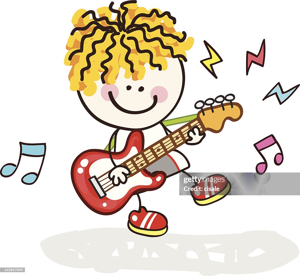 Boy playing guitar