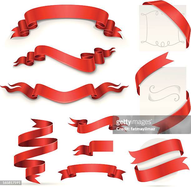 ribbon set (red) - sash stock illustrations