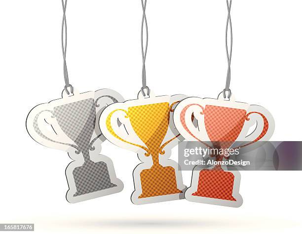 trophies tags - bronze trophy stock illustrations
