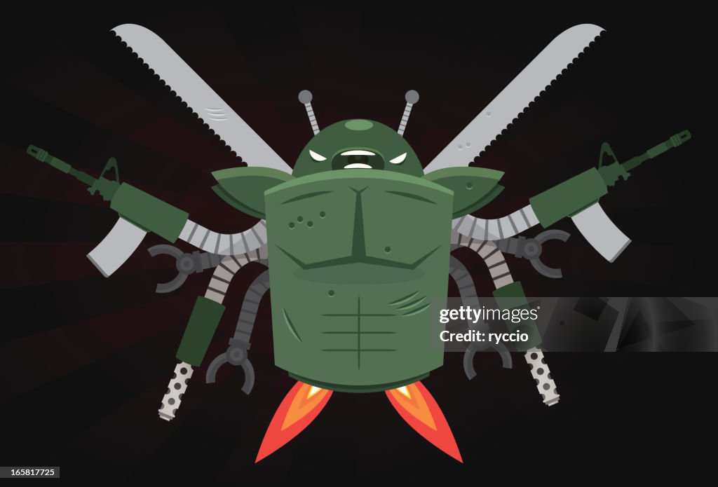 Verde Robô com armas