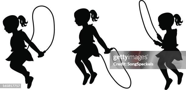 little girl jumping rope - skipping rope stock illustrations