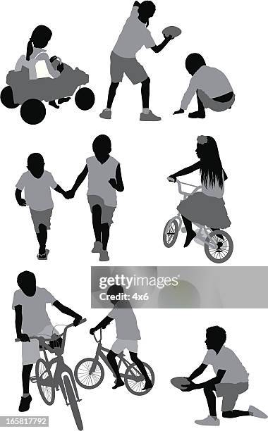 children playing - throwing ball stock illustrations