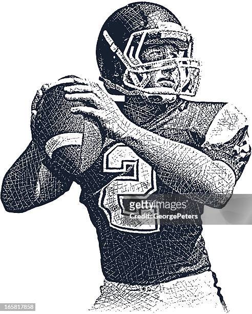 american football quarterback - quarterback stock-grafiken, -clipart, -cartoons und -symbole