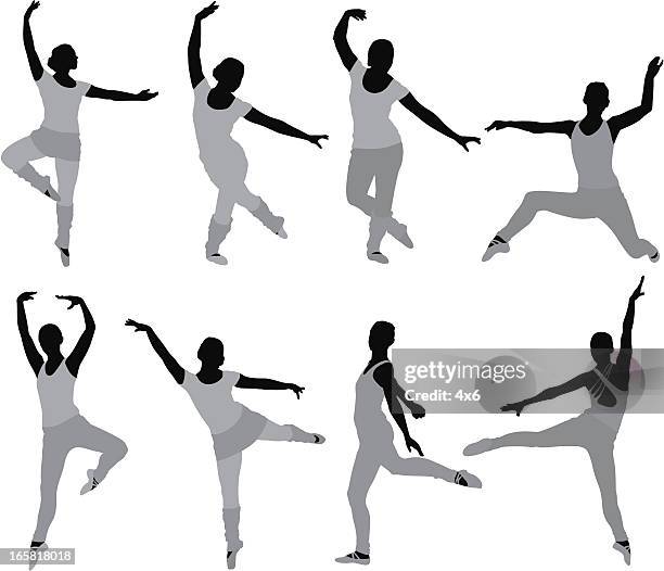multiple images of a woman dancing - live dance performance stock illustrations