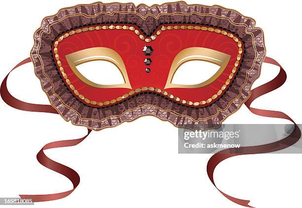 red carnival mask - mardi gras mask stock illustrations