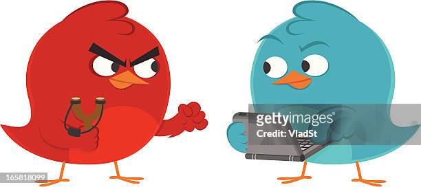 redbird vs bluebird - pocket electronic game stock illustrations