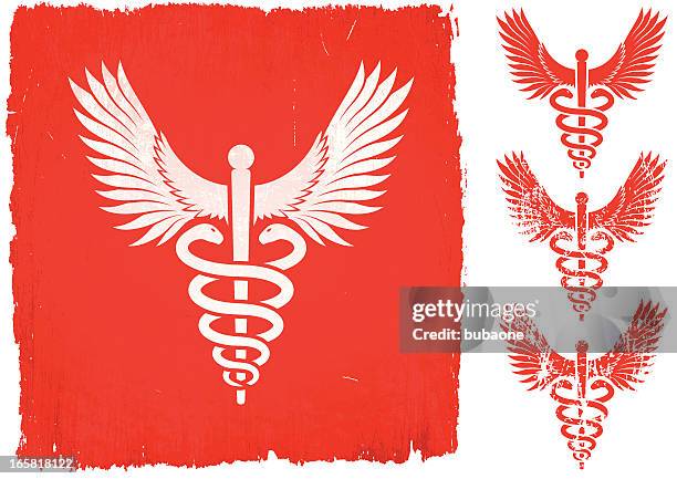 medical caduceus on royalty free vector background - caduceus stock illustrations