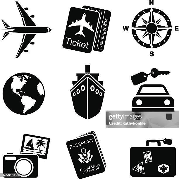 ilustraciones, imágenes clip art, dibujos animados e iconos de stock de iconos de viajes y turismo - duty free