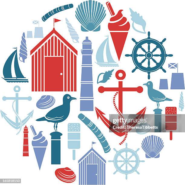 illustrations, cliparts, dessins animés et icônes de montage icône de bord de mer - cabine de plage