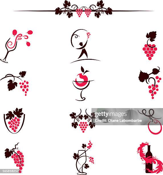 sketchy simplistic wine elements computer icons illustration - cider stock illustrations