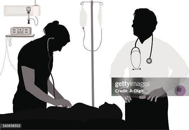 doctors vector silhouette - two doctors stock illustrations