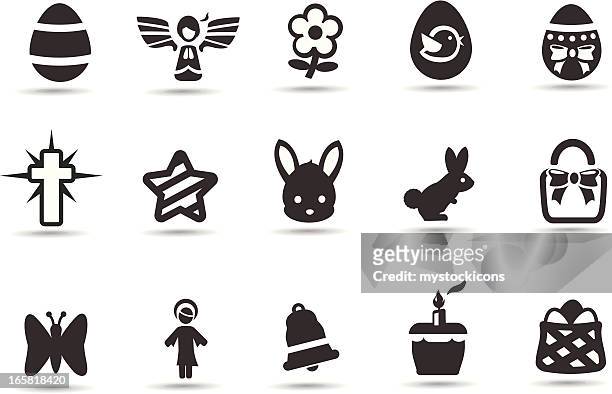 illustrazioni stock, clip art, cartoni animati e icone di tendenza di icone di pasqua primavera - torta pasquale