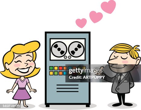 Computer Dating Graphic Retro Couple At Dating Computer High-Res Vector Graphic - Getty Images