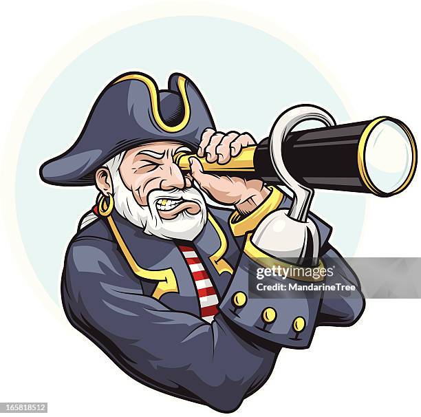 pirate with a spyglass - earring hook stock illustrations