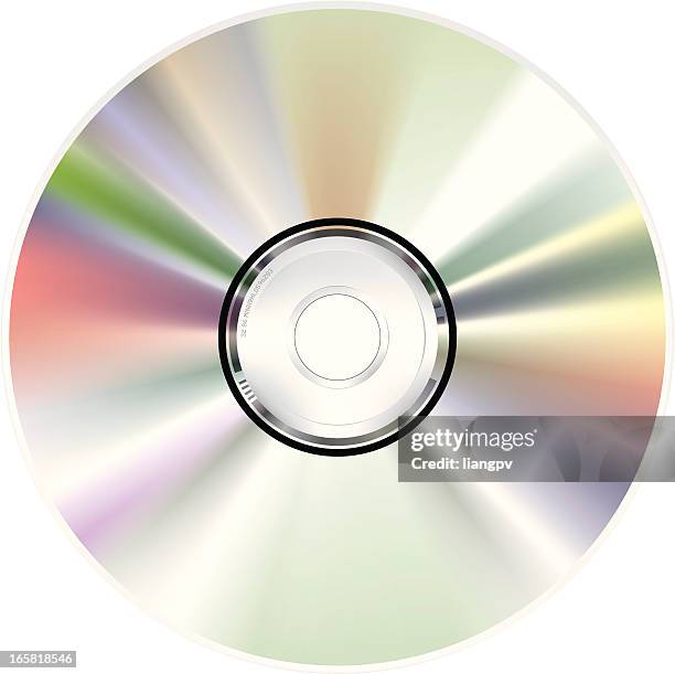 the back of a cd-rom and its rainbow reflection - cd rom stock illustrations