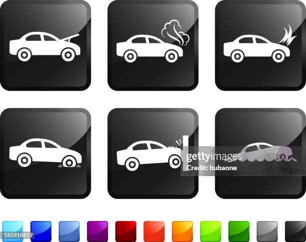 car trouble and accident royalty free vector icon set stickers - puddle white background stock illustrations