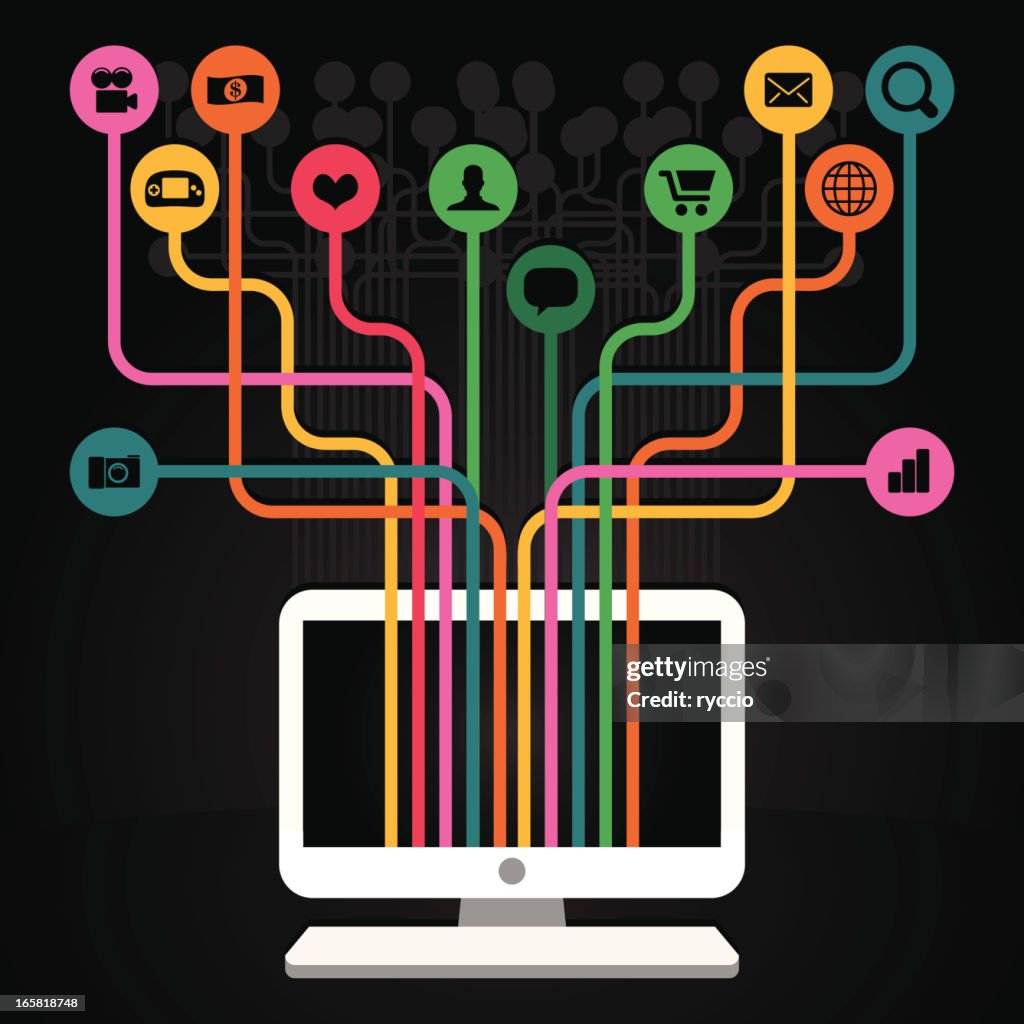 Happy desktop pc with icons