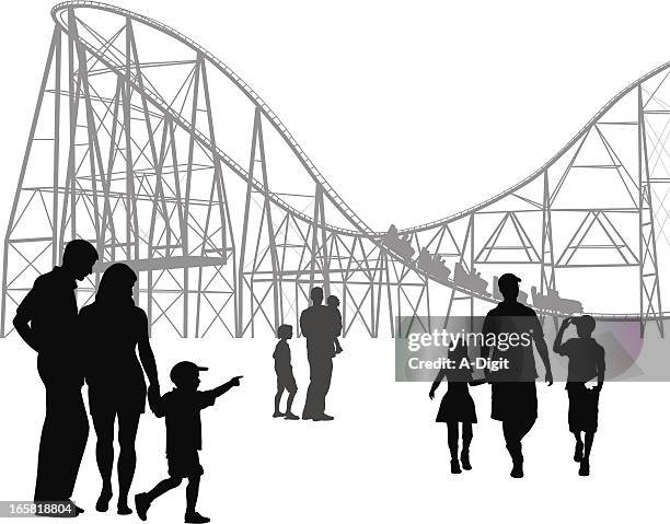 rolling vector silhouette - rollercoaster stock illustrations