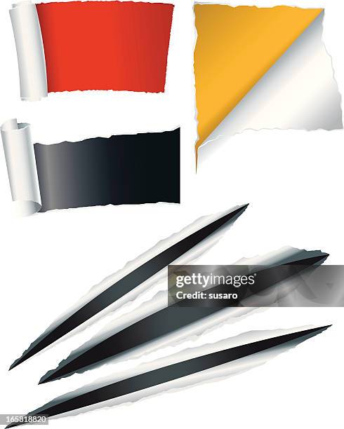 zerrissenes papierset - riss stock-grafiken, -clipart, -cartoons und -symbole