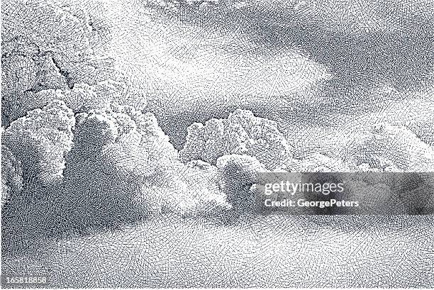 cloudscape - cross hatching stock illustrations