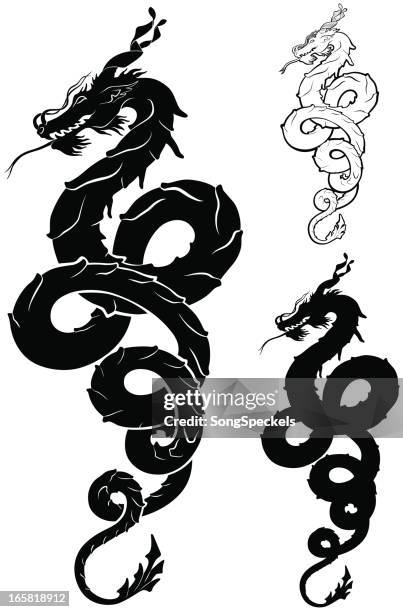dragon - dragon silhouette stock illustrations