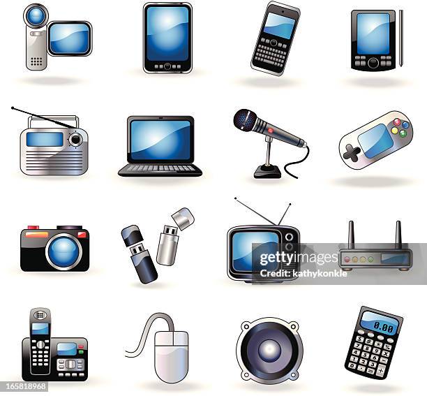 a set of consumer electronic related icons - portable radio stock illustrations
