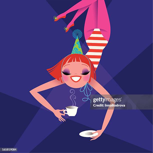 female trapeze artist. - trapeze stock illustrations