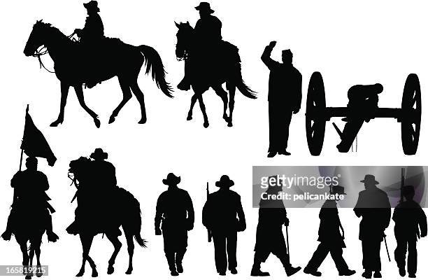 civil war silhouettes - civil war stock illustrations