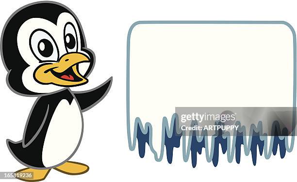 baby penguin with cold sign - baby penguin stock illustrations