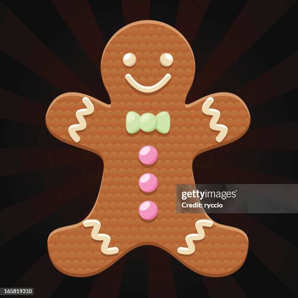 stockillustraties, clipart, cartoons en iconen met gingerbread man - hondenkoekje
