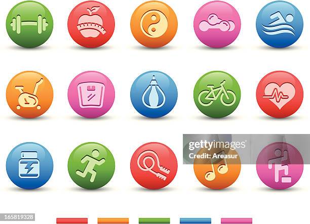 fitness symbole/satin-serie - punching bag stock-grafiken, -clipart, -cartoons und -symbole