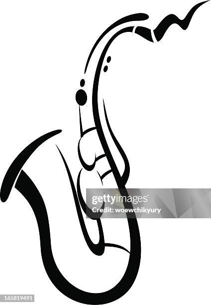 stockillustraties, clipart, cartoons en iconen met vector saxophone - saxofoon