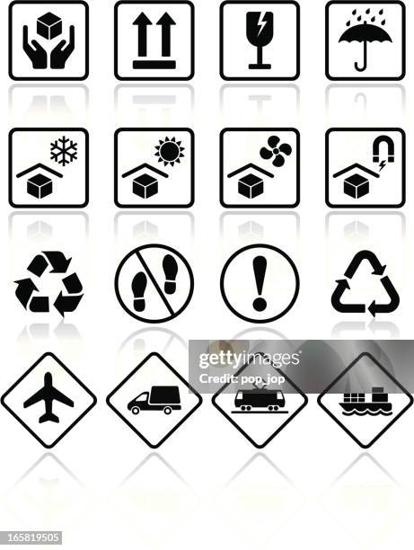 packaging transportation icons - packing car stock illustrations