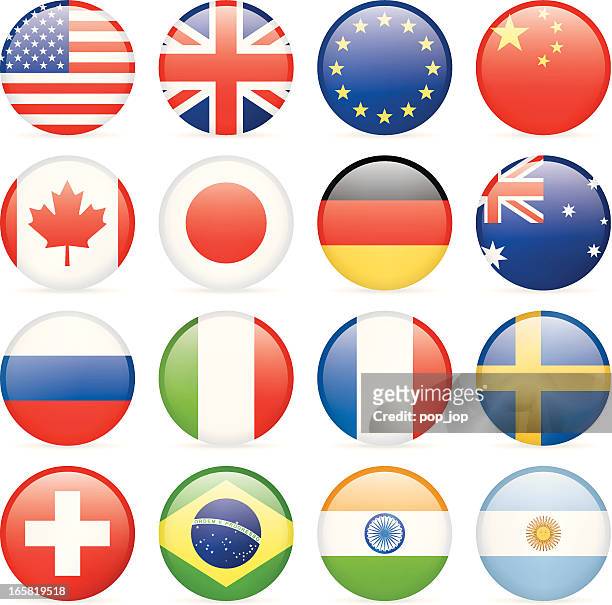 round most popular flag icons - all european flags 幅插畫檔、美工圖案、卡通及圖標