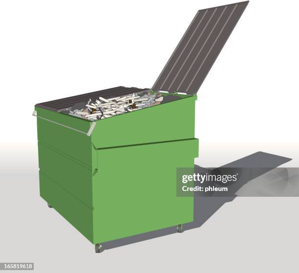 stockillustraties, clipart, cartoons en iconen met green dumpster - afvalcontainer