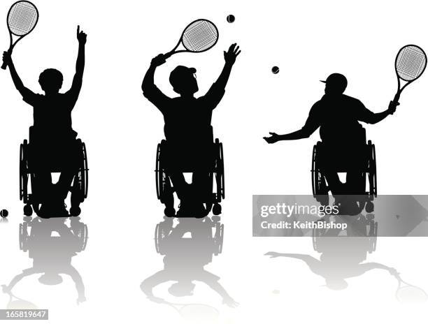 ilustrações de stock, clip art, desenhos animados e ícones de deficientes jogadores de ténis - cadeira de rodas