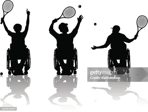 handicapped tennis players - wheelchair sport stock illustrations