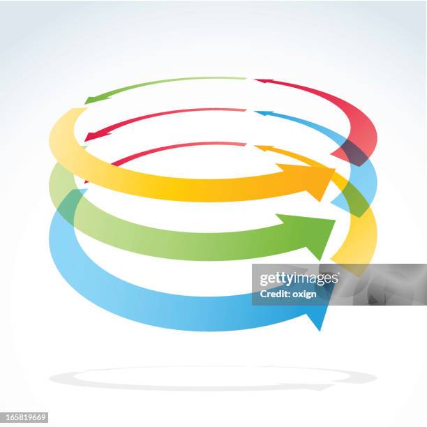 stockillustraties, clipart, cartoons en iconen met arrow symbols forming a cylindrical shape - sterk perspectief
