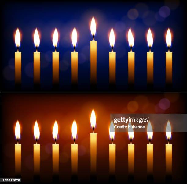 illustrazioni stock, clip art, cartoni animati e icone di tendenza di candele per le feste e a lume di candela hanukkah festa. - candela tealight