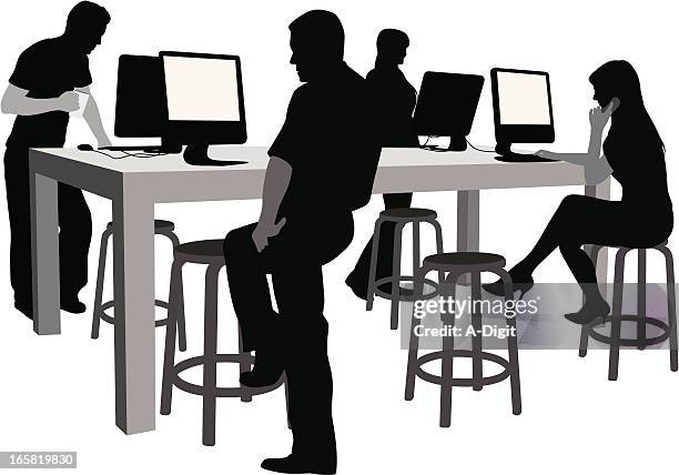 sharing vector silhouette - phone ringing on table stock illustrations