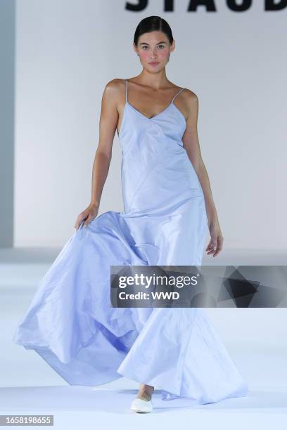 Model on the runway at Staud Spring 2024 Ready To Wear Fashion Show at The Plaza Hotel on September 10, 2023 in New York, New York.