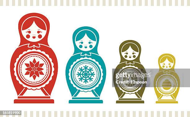 holiday nesting dolls - russian nesting doll stock illustrations