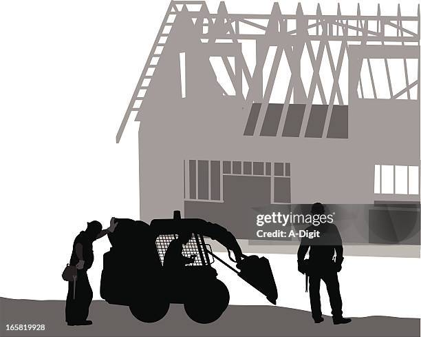 work vehicles vector silhouette - front end loader stock illustrations