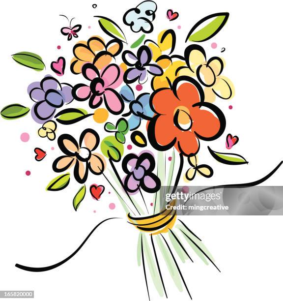 ilustraciones, imágenes clip art, dibujos animados e iconos de stock de conjunto de flores - buque