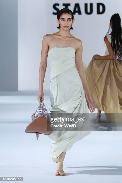 Model on the runway at Staud Spring 2024 Ready To Wear Fashion Show at The Plaza Hotel on September 10, 2023 in New York, New York.