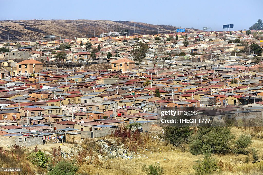 Panoramic view of houses in Alexandra Township, Johannesburg