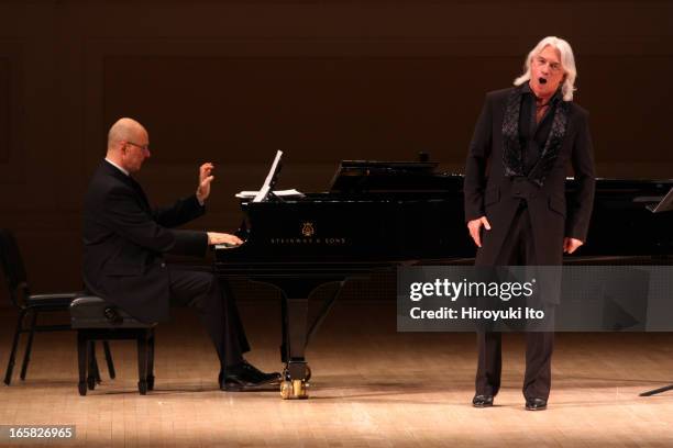 The baritone Dmitri Hvorostovsky, accompanied by Ivari Ilja on piano, performed the songs by Rachmaninoff and Georgy Sviridov at Carnegie Hall on...