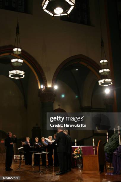 Peter Phillips leading the Tallis Scholars in a program "Thomas Tallis: 500th Birthday Celebration" at the Church of St. Paul Apostle on Saturday...