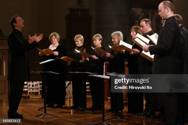 Peter Phillips leading the Tallis Scholars in a program "Thomas Tallis: 500th Birthday Celebration" at the Church of St. Paul Apostle on Saturday...