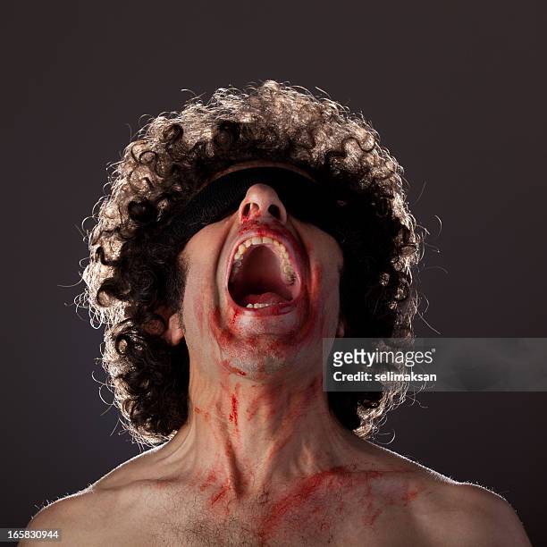 tortured man screaming - human head veins stock pictures, royalty-free photos & images
